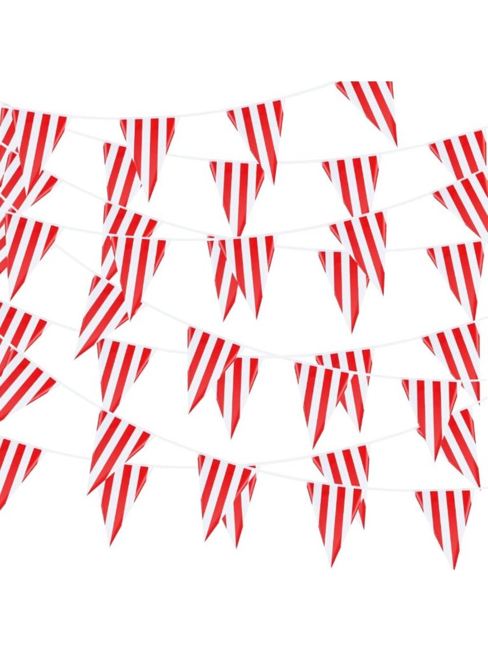 256 ft Red & White Striped Pennant Banner - 8 Sets Triangle Bunting for Party